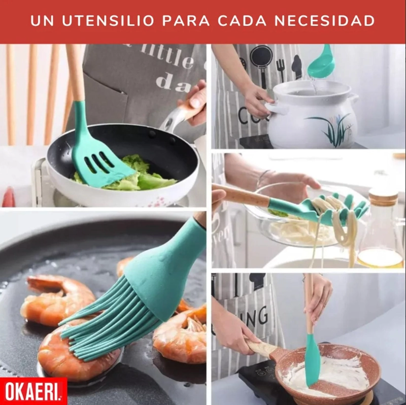 12 PIEZAS DE PALAS Y ESPATULAS UTENSILIOS OKAERI REPOSTERIAS - 6