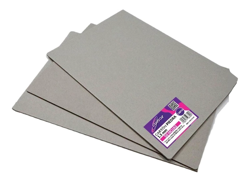 CARTON PIEDRA GRIS 1.5MM CARTA CUADERNO AGENDA 50 HOJAS - 1