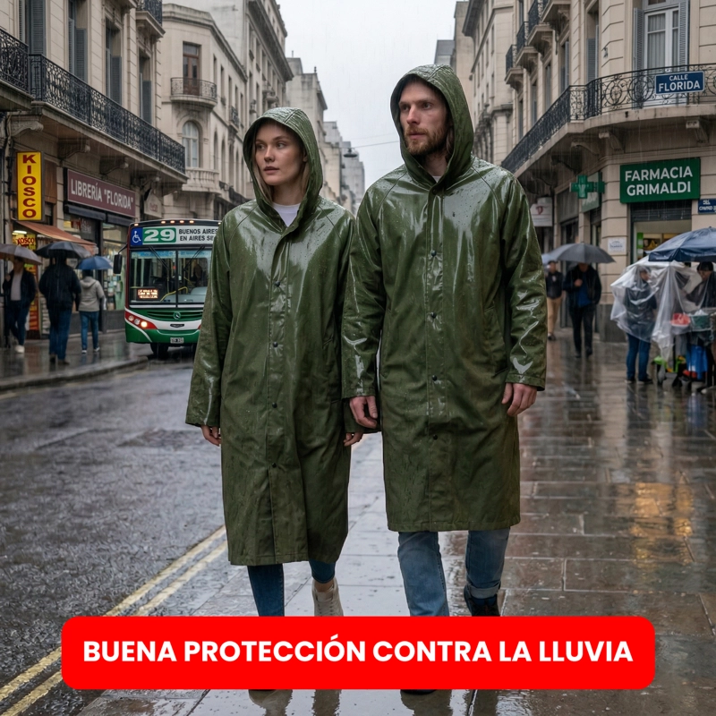 PONCHO IMPERMEABLE CON GORRO CAPA PARA LLUVIA REFORZADO - 5