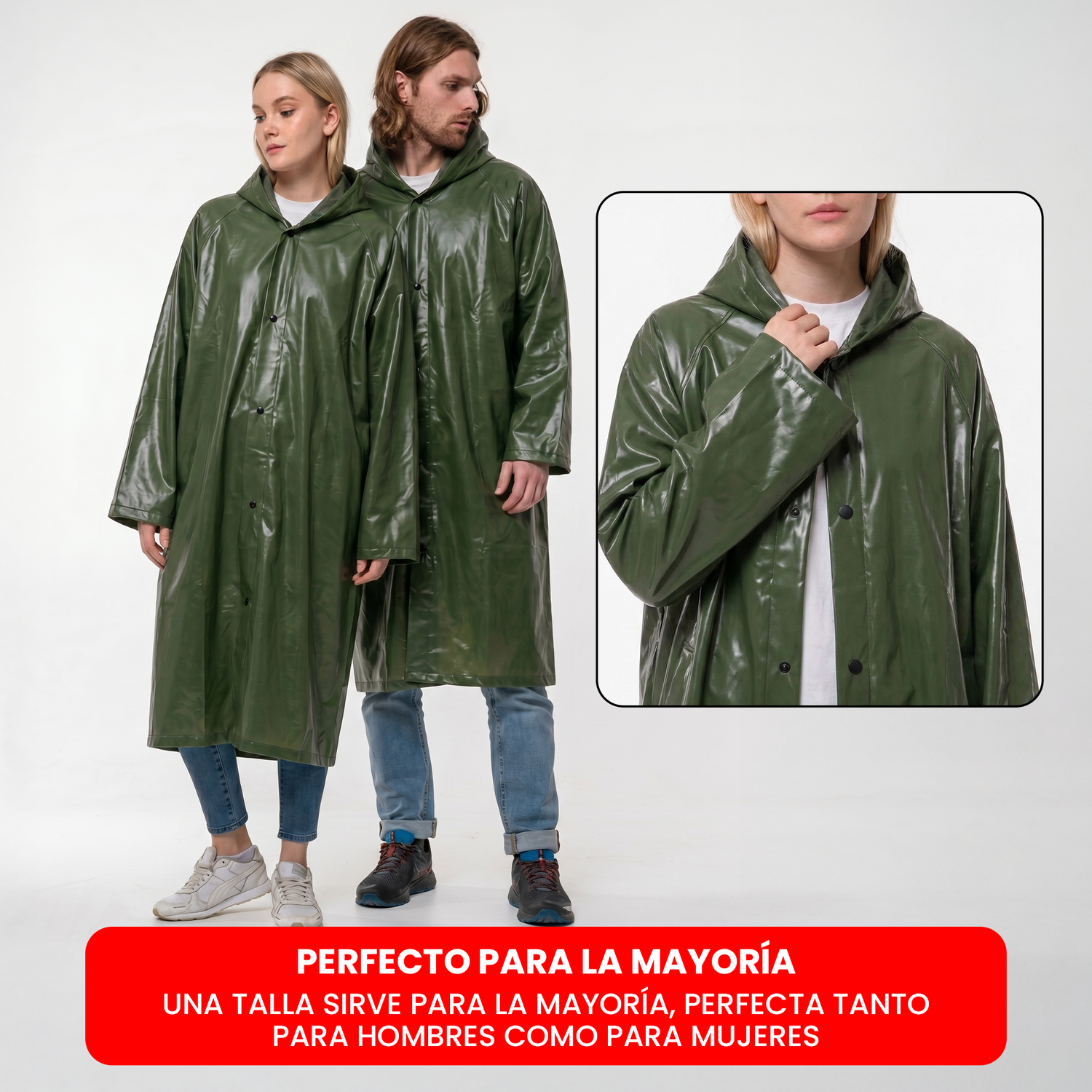 PONCHO IMPERMEABLE CON GORRO CAPA PARA LLUVIA REFORZADO - 8