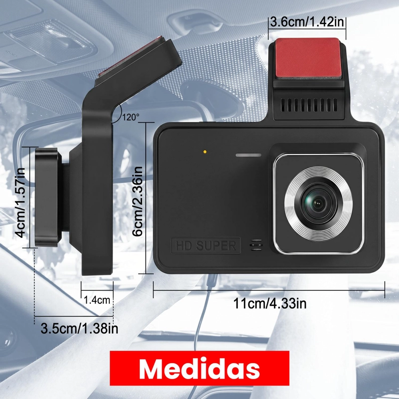 CAMARA AUTO DUAL LENS DVR FULL HD 1080P DASH CAM DOBLE LENTE - 2