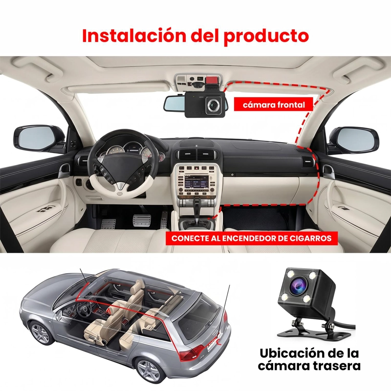 CAMARA AUTO DUAL LENS DVR FULL HD 1080P DASH CAM DOBLE LENTE - 5