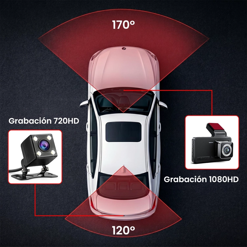 CAMARA AUTO DUAL LENS DVR FULL HD 1080P DASH CAM DOBLE LENTE - 7