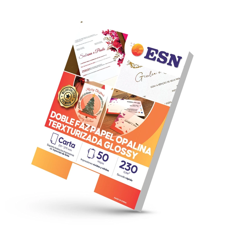DOBLE FAZ PAPEL OPALINA TEXTURIZADA GLOSSY CARTA 50H 230G ESN TAMAÑO CARTA - 1