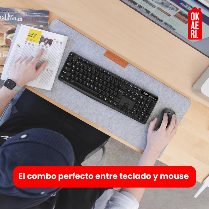 TECLADO CON MOUSE INALAMBRICO TT-CW500 NEGRO OKAERI TAMAÑO M - 2