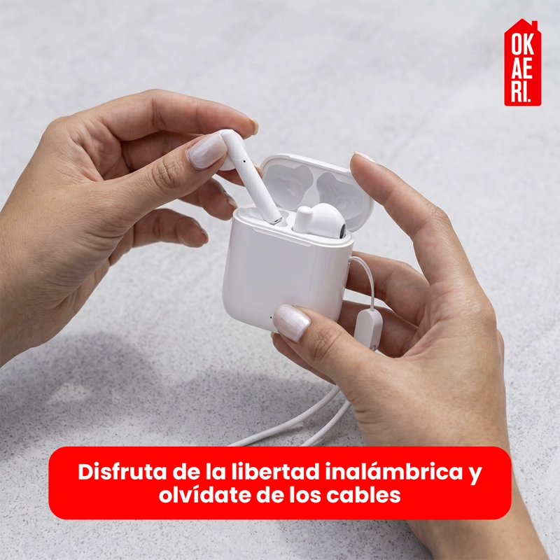 AUDIFONOS INALAMBRICOS BLUETOOTH TWS AP66 MANOS LIBRE BLANCO - 4