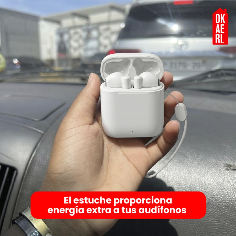 AUDIFONOS INALAMBRICOS BLUETOOTH TWS AP66 MANOS LIBRE BLANCO - 6