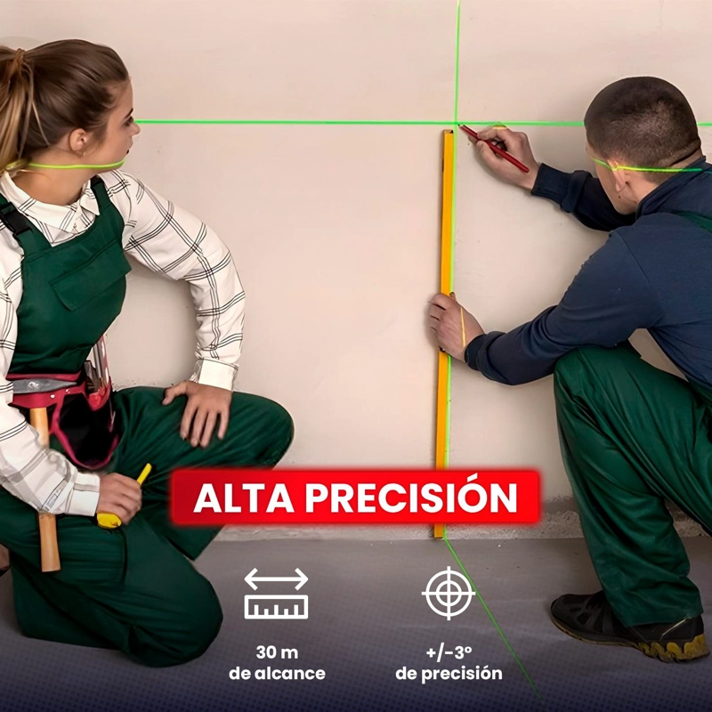 NIVEL LASER LITIO 12 LINEAS 3D - 4D BASE METALICA VERDE MILSTONE - 5