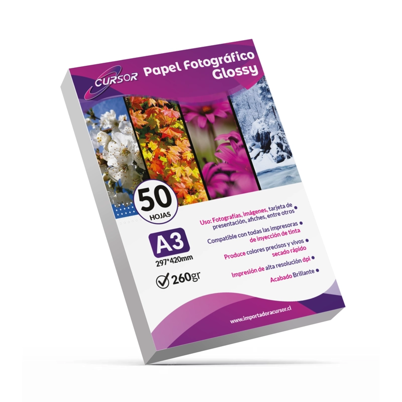 PAPEL FOTOGRAFICO GLOSSY A3 /260GR/50 HJS CURSOR - 1