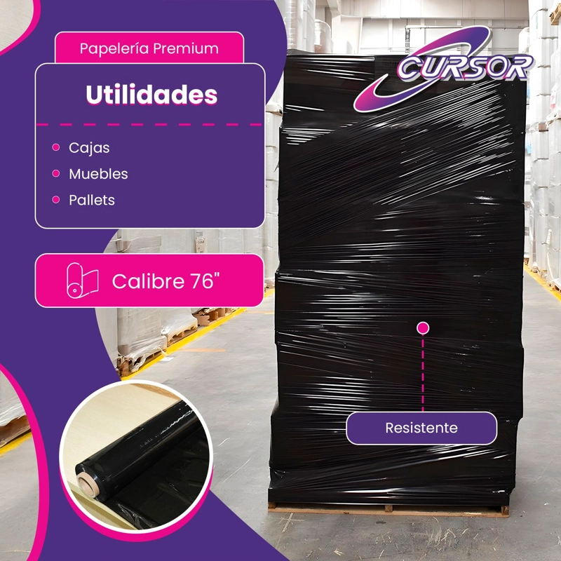 ROLLO EMBALAJE FILM NEGRO PARA ENVOLVER 50CM 300 MTS NEGRO - 9