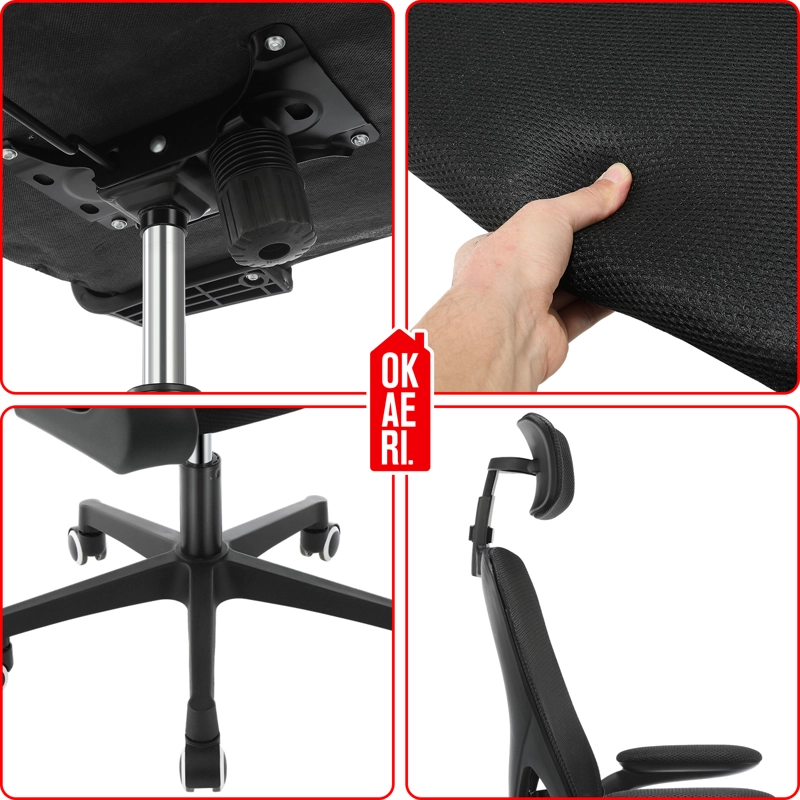 SILLA ERGONOMICA SOPORTE LUMBAR BIONICO REPOSACABEZAS OKAERI AJUSTABLE SILLA DE ESCRITORIO OFICINA E - 9