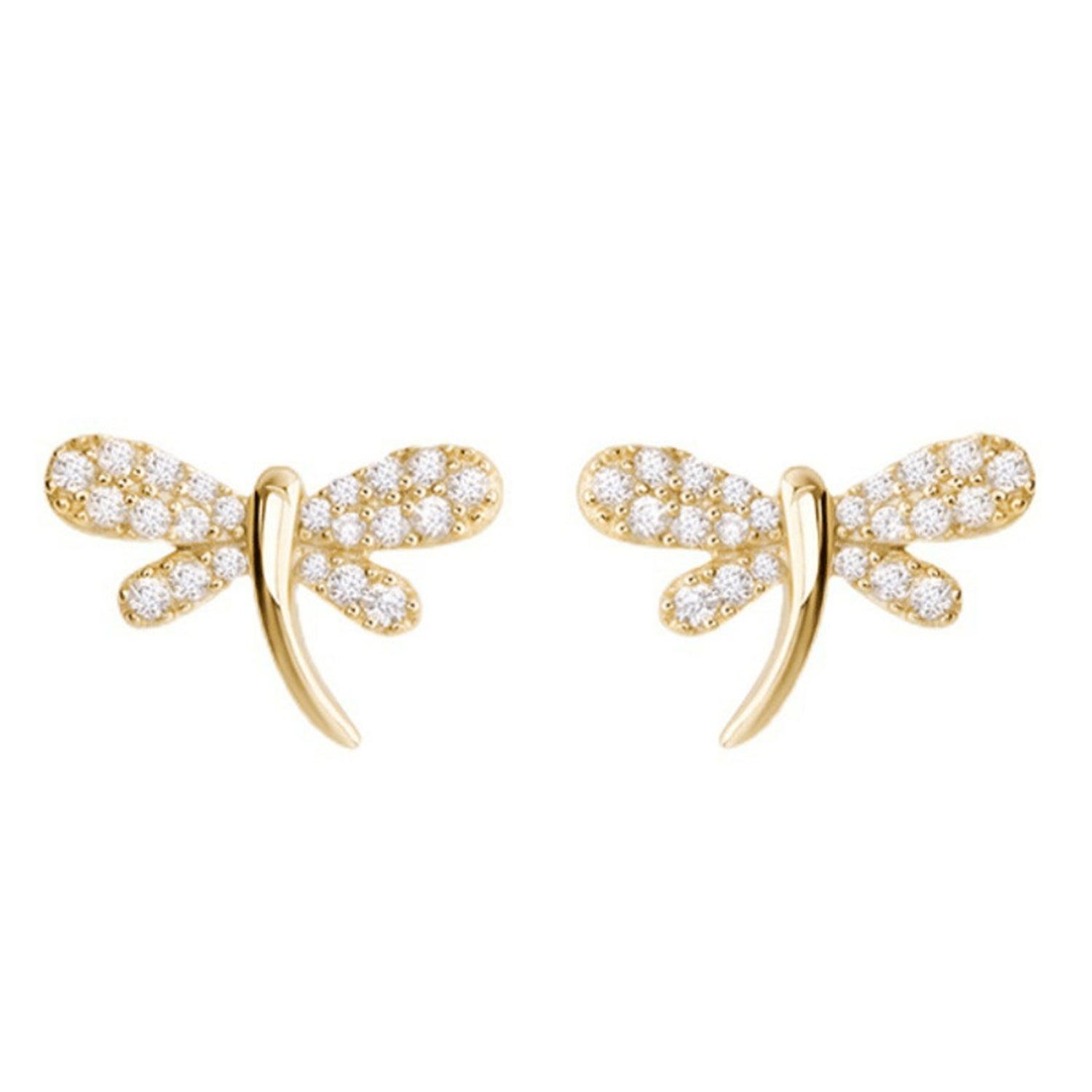AROS AZUL ZAFIRA LIBELULA CON CIRCÓN PARA NIÑA O MUJER PLATA 925 - 1