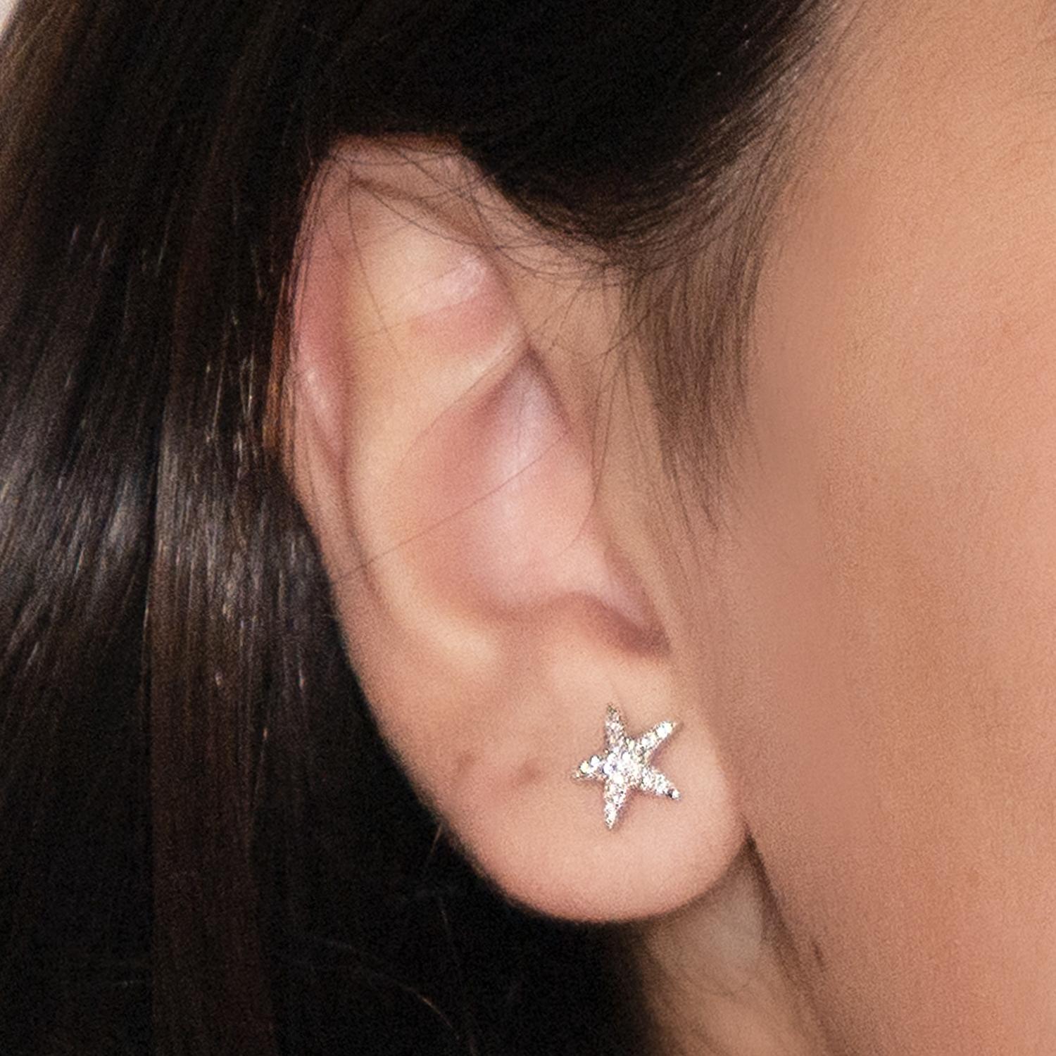AROS AZUL ZAFIRA ESTRELLA PARA MUJER PLATA 925 Y CIRCONES - 3
