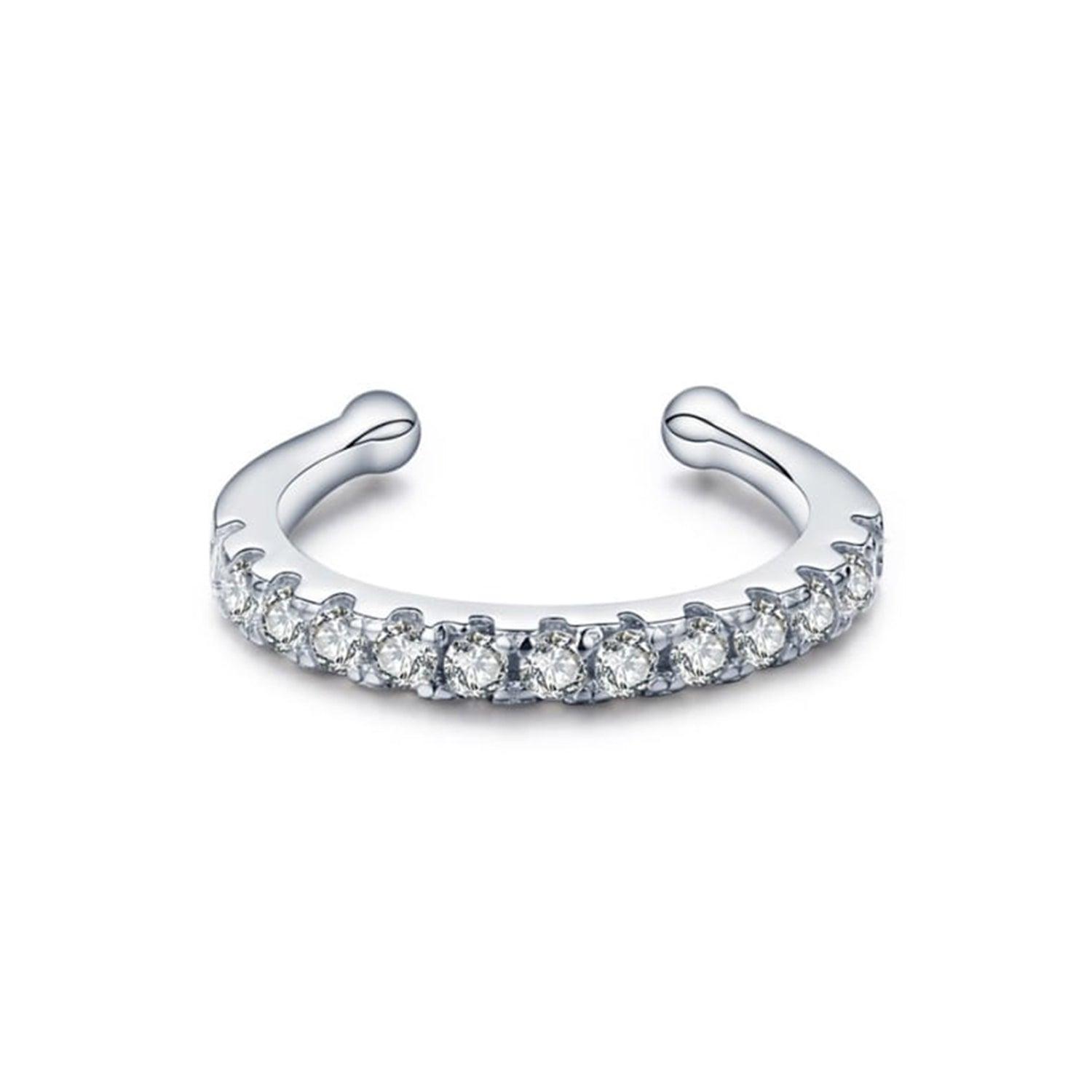 EARCUFF AZUL ZAFIRA CIRCÓN BLANCO PLATA - 1