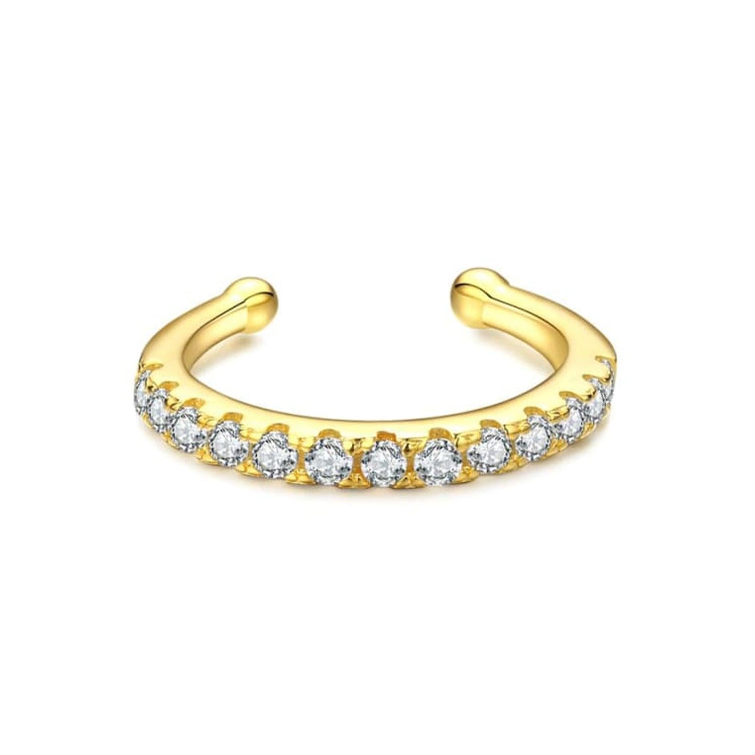 EARCUFF AZUL ZAFIRA CIRCÓN BLANCO GOLD PLATA - 1
