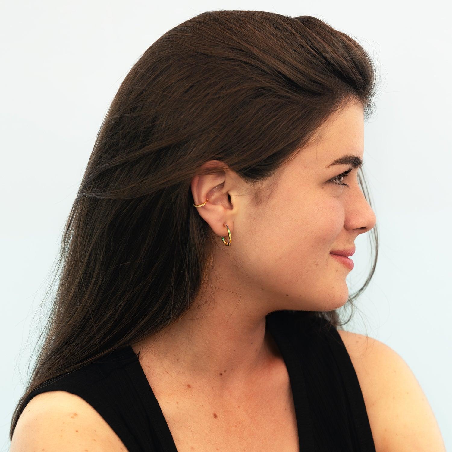 EARCUFF AZUL ZAFIRA CIRCÓN BLANCO GOLD PLATA - 5