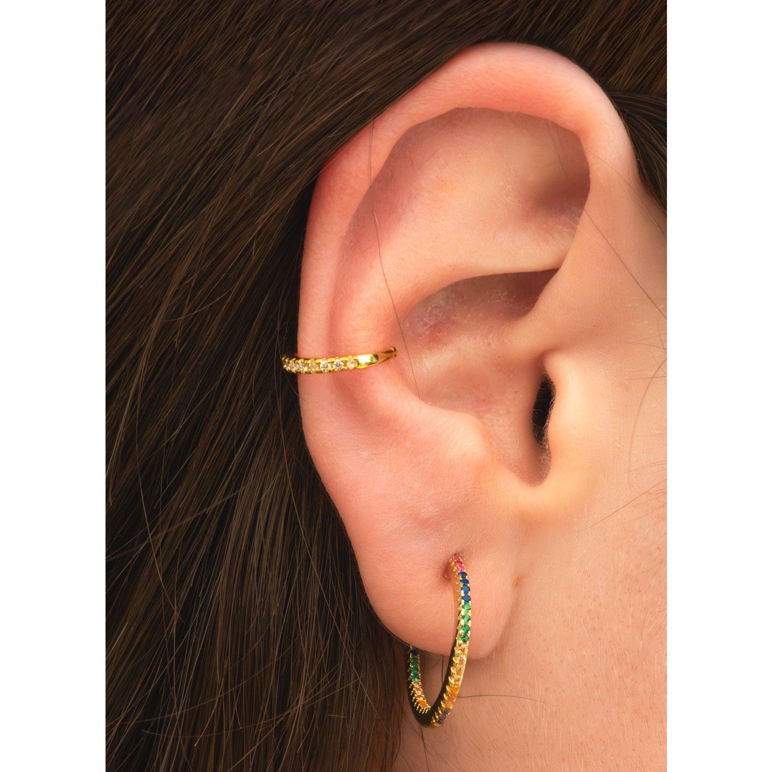 EARCUFF AZUL ZAFIRA CIRCÓN BLANCO GOLD PLATA - 6