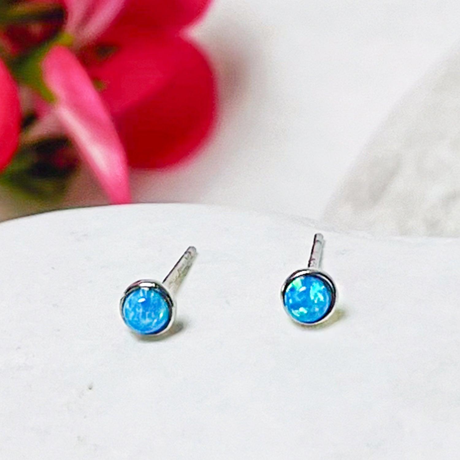 AROS AZUL ZAFIRA PUNTITOS ÓPALO AZULES PLATA 925 - 2