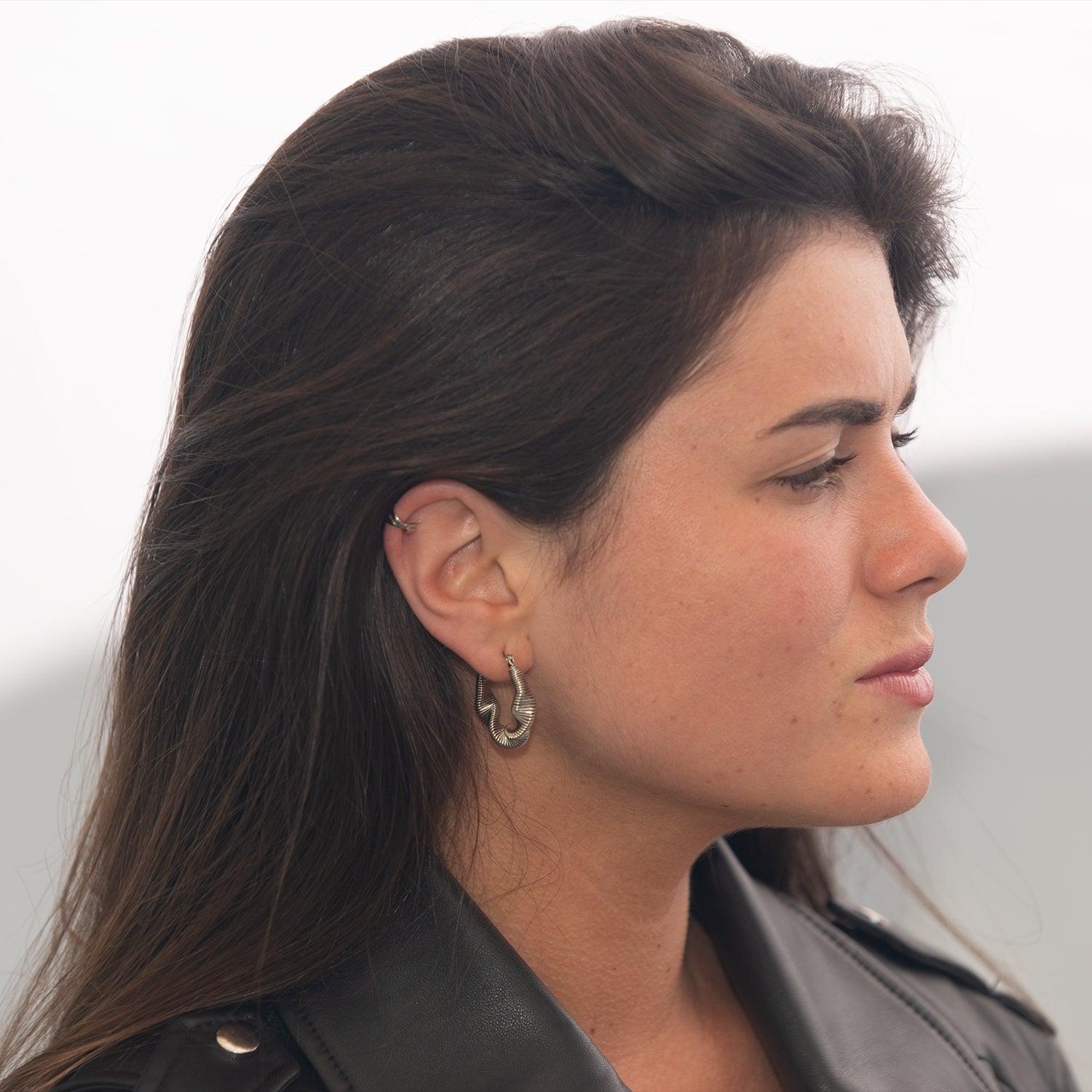 EARCUFF AZUL ZAFIRA SILVER CRUZADO PLATA - 3