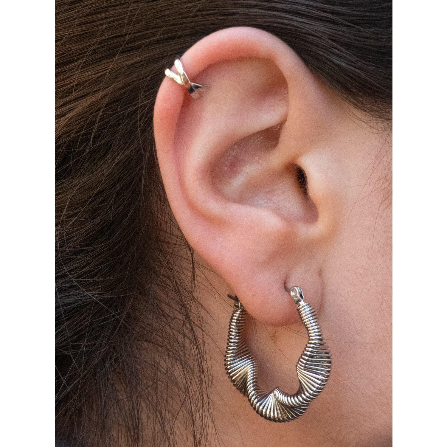EARCUFF AZUL ZAFIRA SILVER CRUZADO PLATA - 4