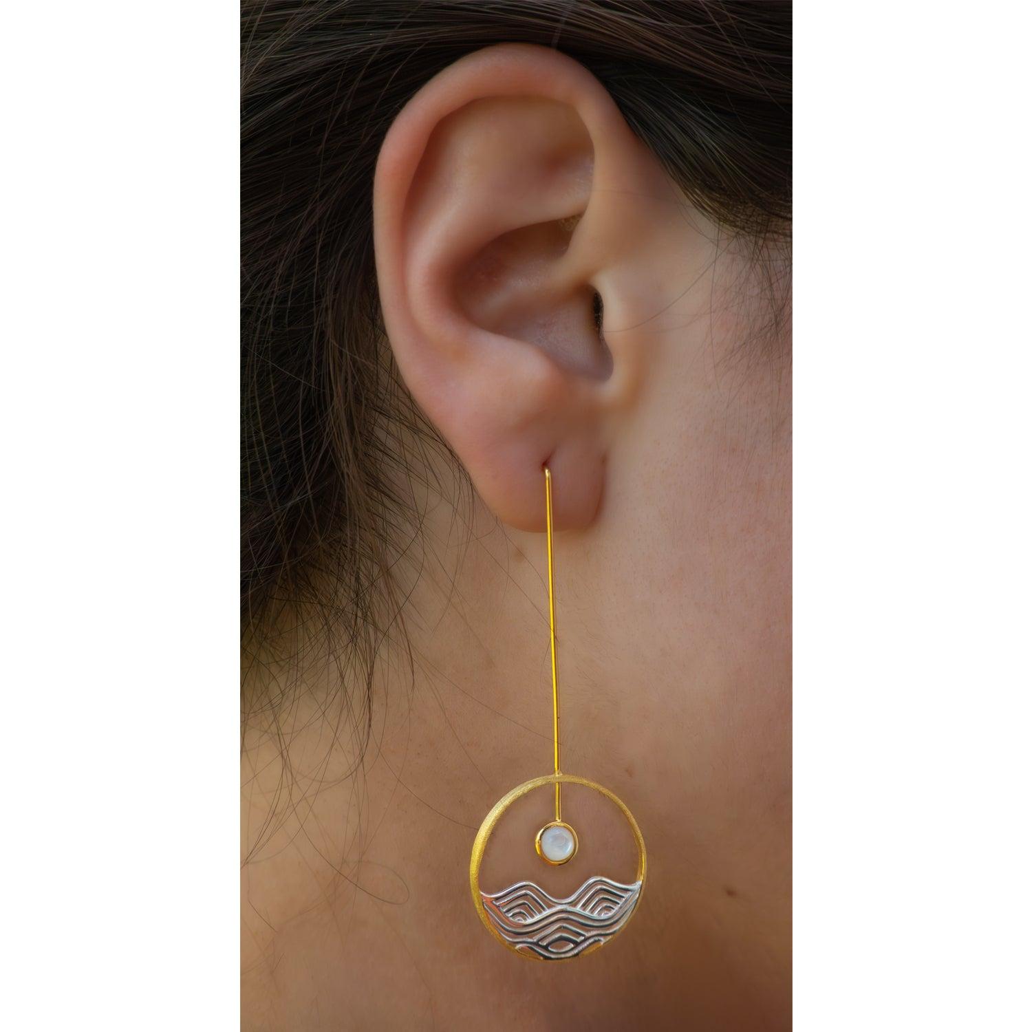 AROS AZUL ZAFIRA PUESTA DE SOL GOLD PLATA 925 - 4