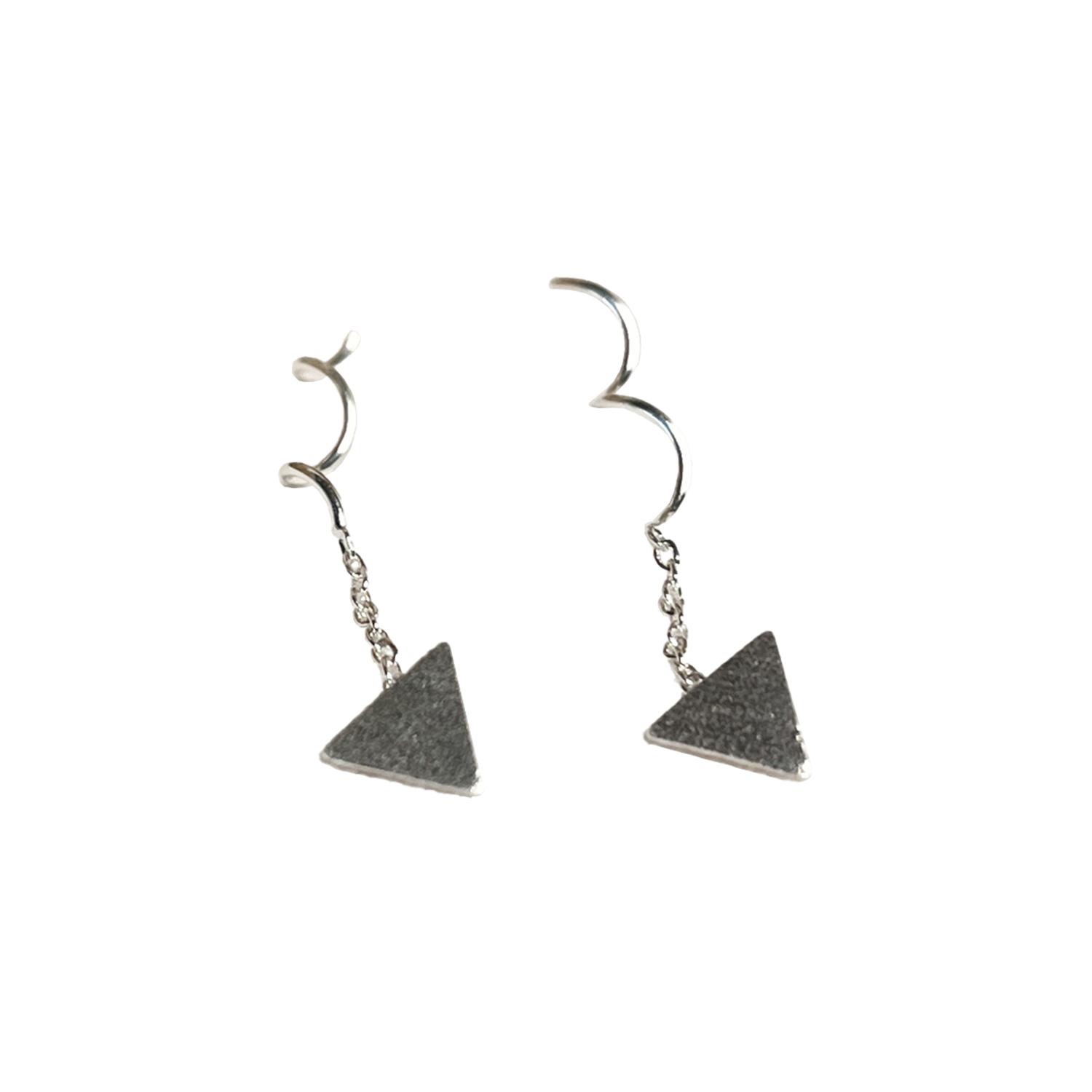AROS AZUL ZAFIRA TRIANGULOS PARA MUJER PLATA 925 - 1