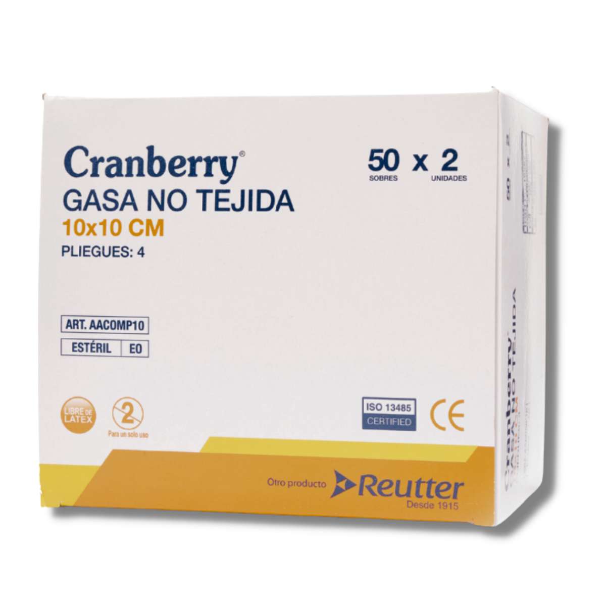 GASA NO TEJIDA ESTÉRIL CRANBERRY 10X10CM 50 SOBRES X 2 UN. - 1