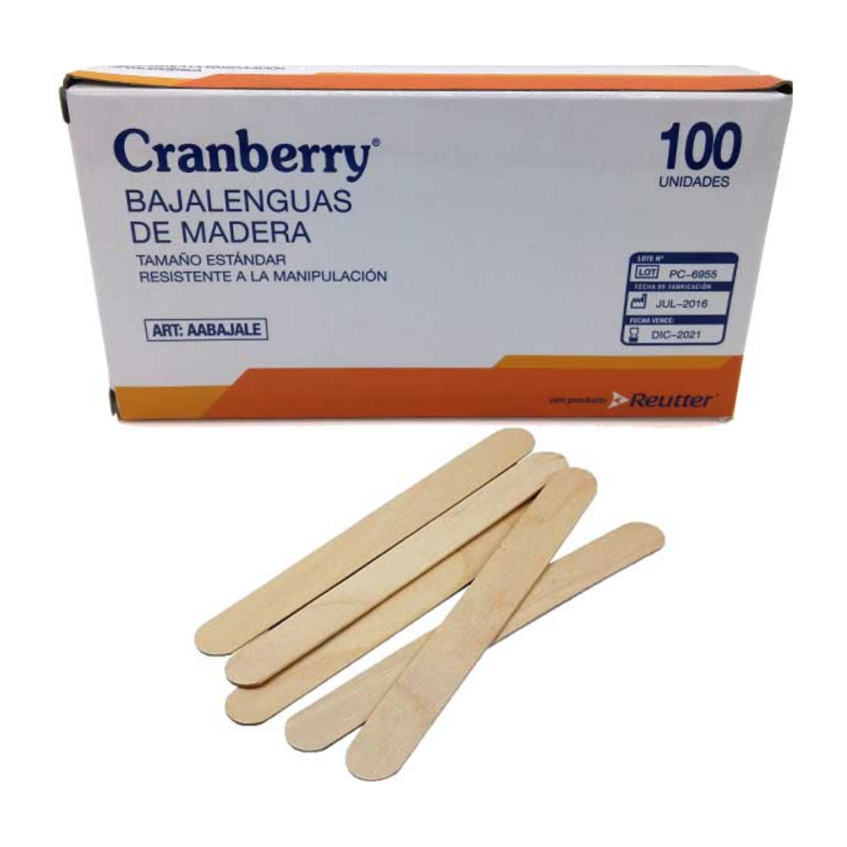 BAJALENGUAS DE MADERA CRANBERRY 100 UNIDADES - 1