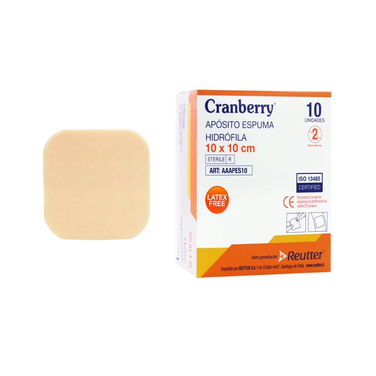 APÓSITO ESPUMA HIDRÓFILA CRANBERRY 10X10 CM - CAJA X10 UNIDADES - 1