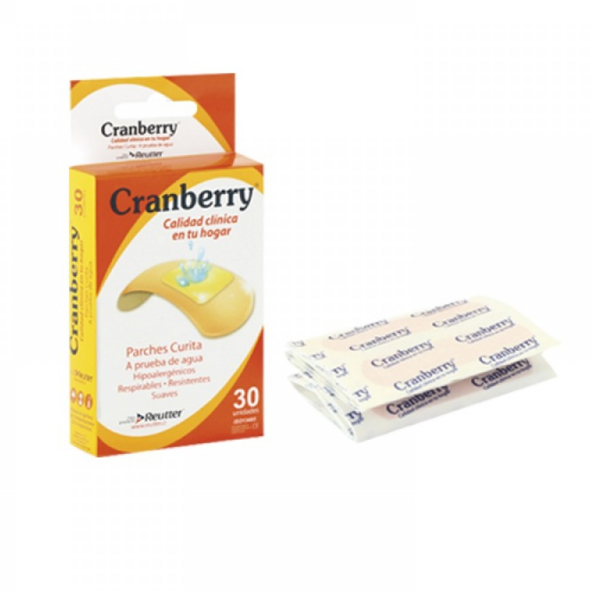 PARCHE CURITA CRANBERRY RESISTENTE AL AGUA HIPOALERGÉNICO X30 UN - 1