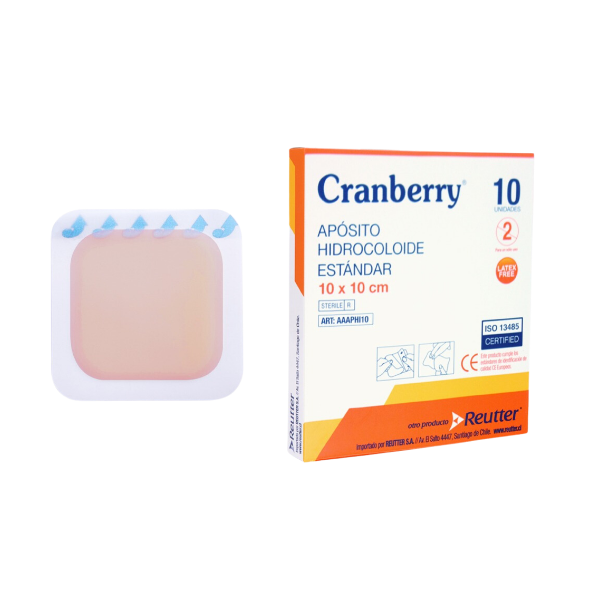APÓSITO HIDROCOLOIDE ESTÁNDAR CRANBERRY 10X10 CM - CAJA X10 UNIDADES - 1