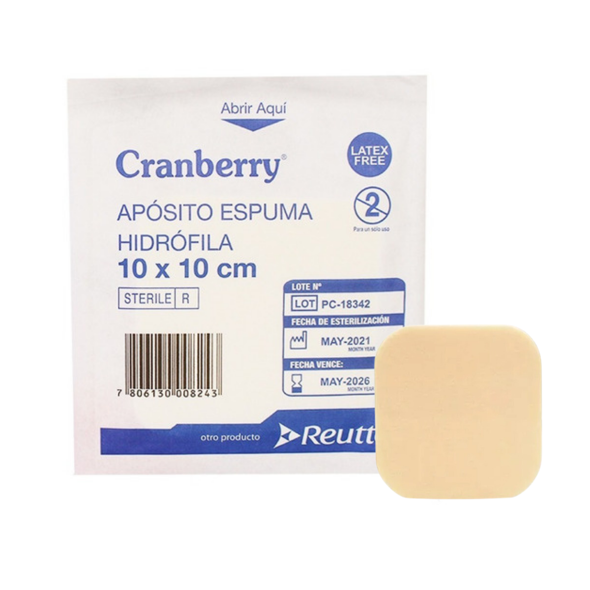 APÓSITO ESPUMA HIDRÓFILA CRANBERRY 10X10 CM - 1 UNIDAD - 1