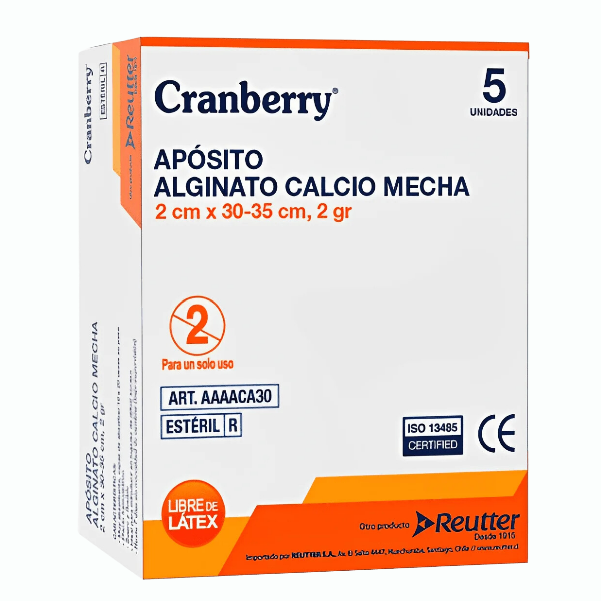 APÓSITO ALGINATO CALCIO CRANBERRY MECHA 2X30 5 UNIDADES - 1