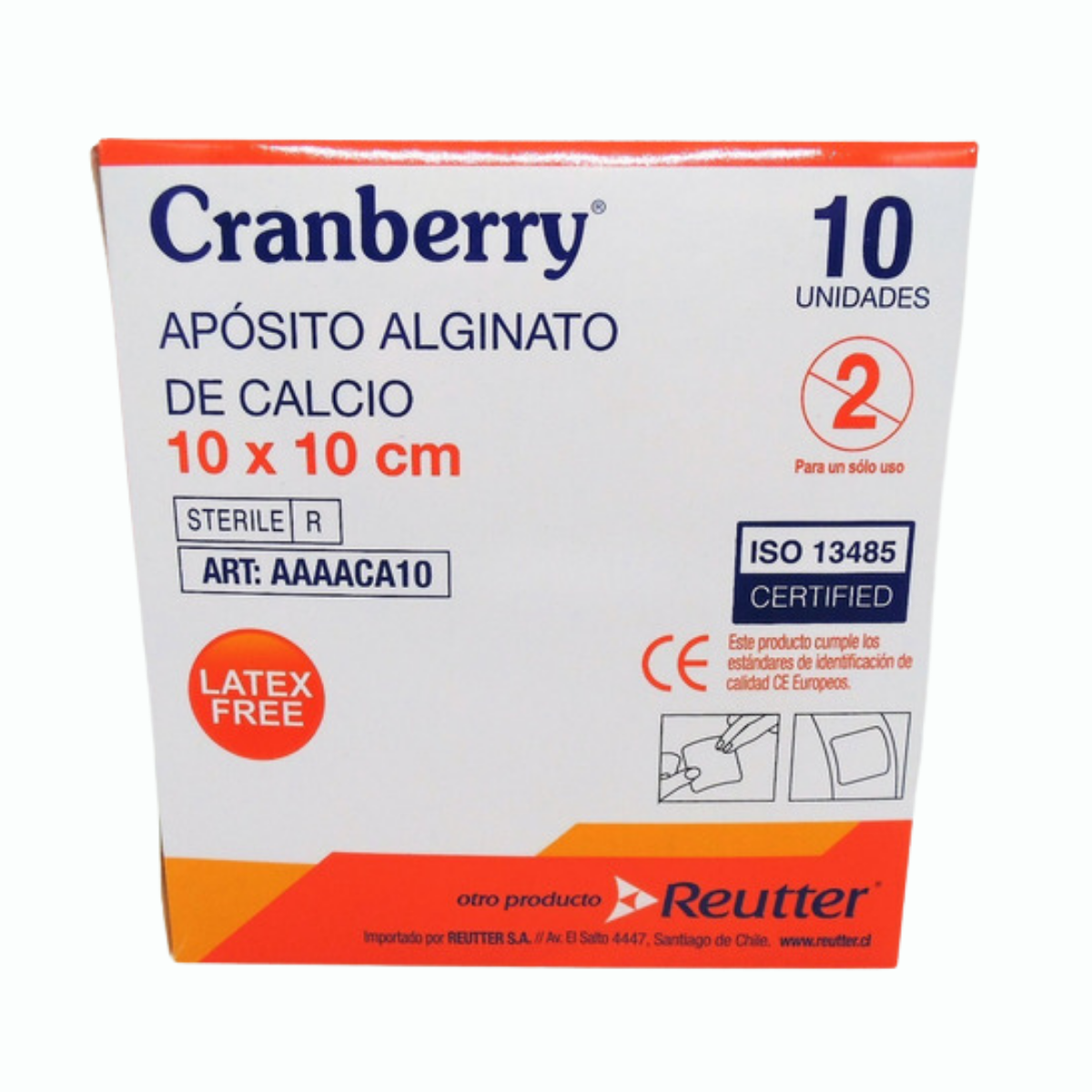 APÓSITO ALGINATO CALCIO CRANBERRY 10X10 10 UNIDADES - 1