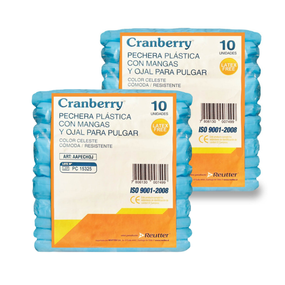PECHERAS CRANBERRY PLÁSTICAS CON MANGAS Y OJAL PULGAR 20 UNIDADES - 1