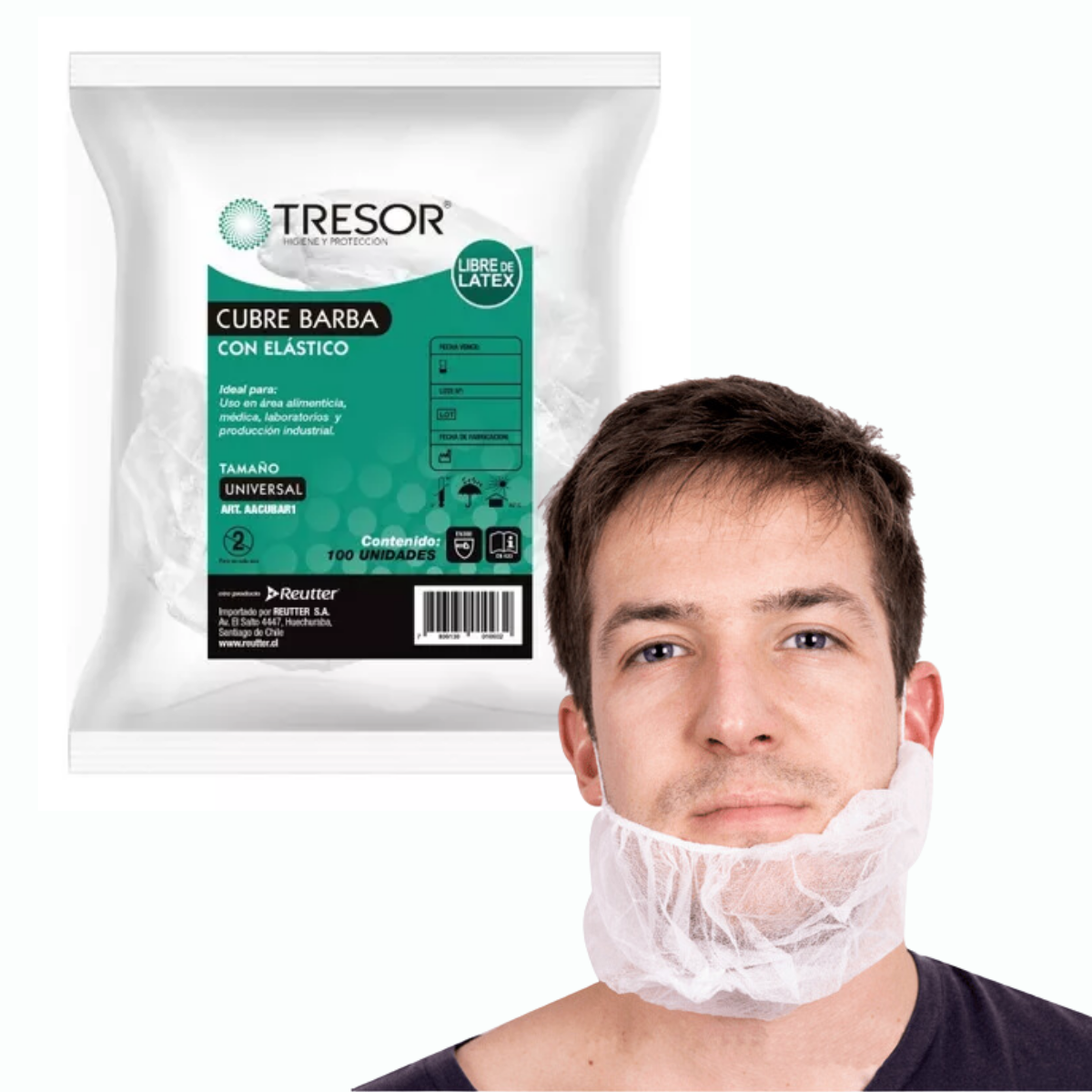 CUBRE BARBA TRESOR DESECHABLE C ELASTICO 100 UN - 1