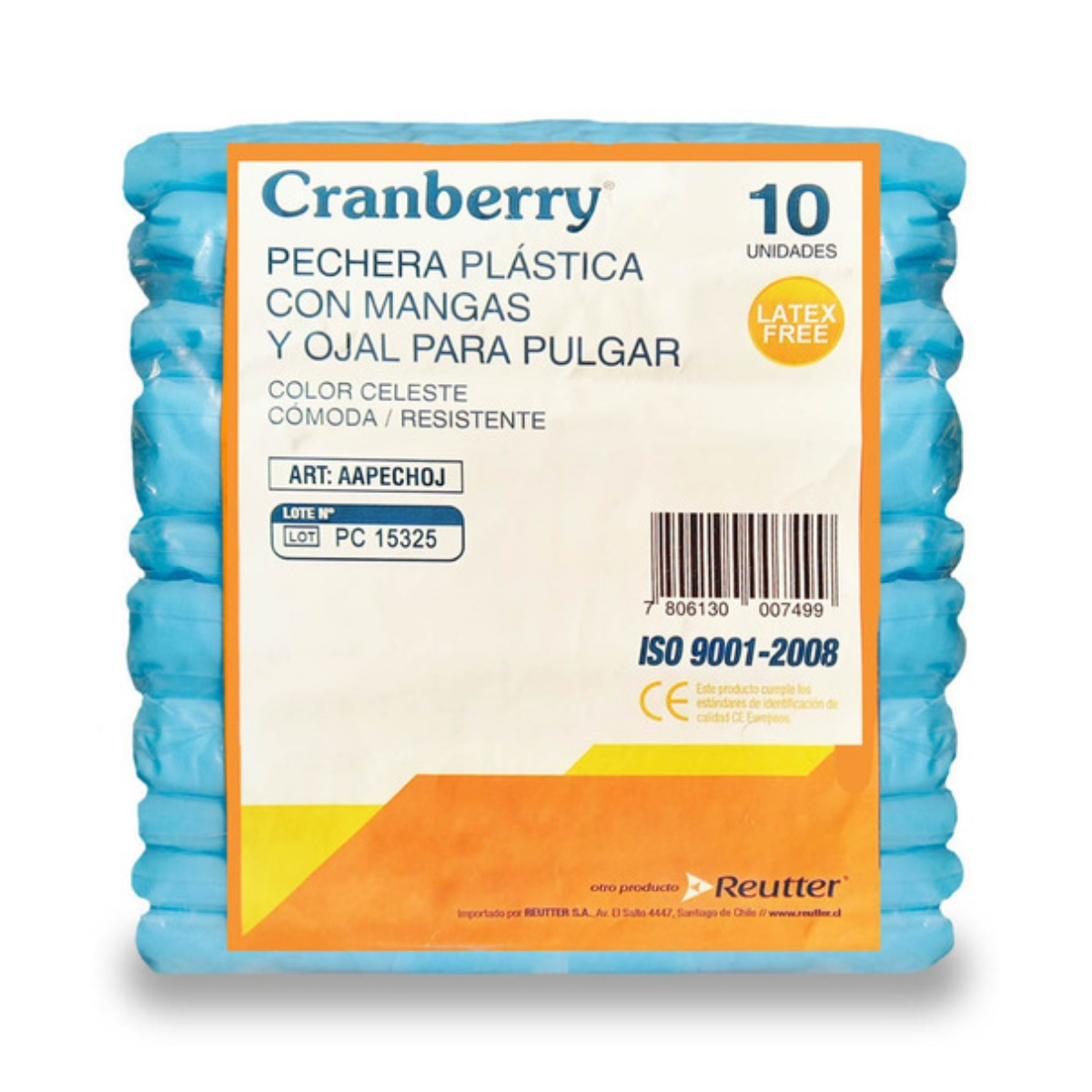PECHERAS CRANBERRY PLÁSTICAS CON MANGAS Y OJAL PULGAR 10 UNIDADES - 1