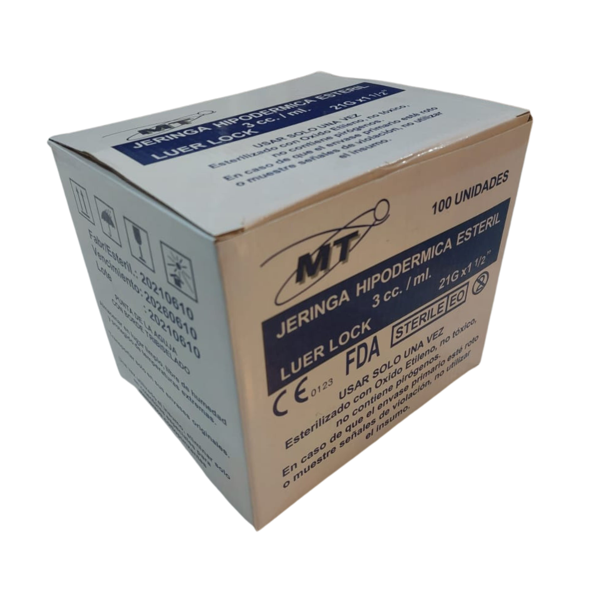 PACK 100 JERINGA MT DESECHABLE LUER LOCK 3CC 21 GR X 1 1/2 CAJA - 1