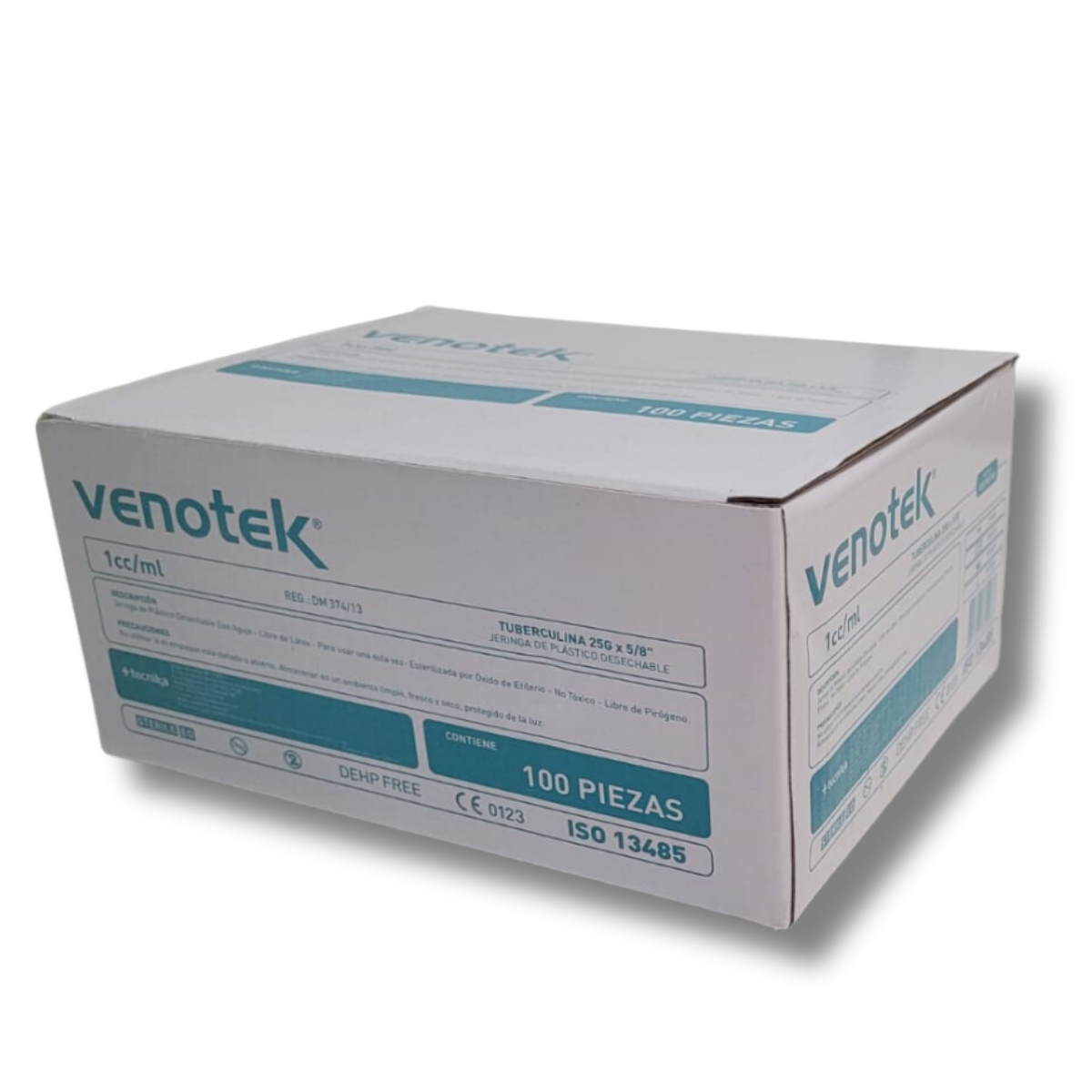PACK 100 JERINGA VENOTEK TUBERCULINA LUER SLIP 1 CC 25 GR X 5/8 CAJA - 1