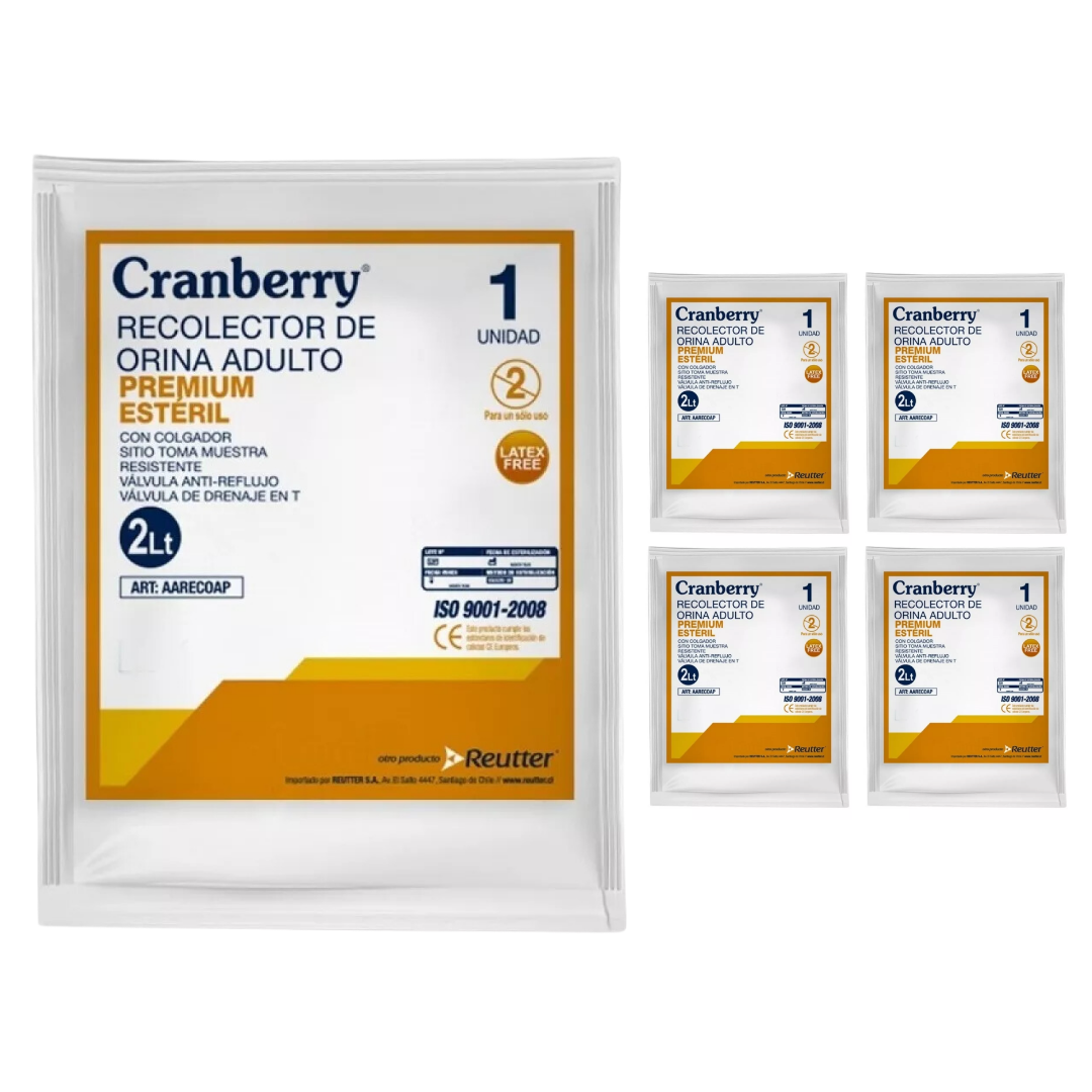 PACK 5 RECOLECTORES ORINA CRANBERRY ADULTO PREMIUM 2 L - 1