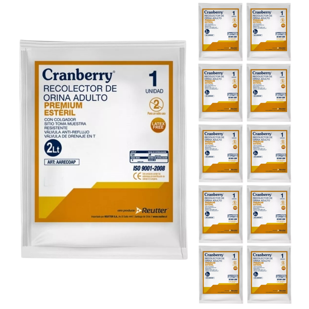 PACK 10 RECOLECTORES CRANBERRY ORINA ADULTO PREMIUM 2 L - 1