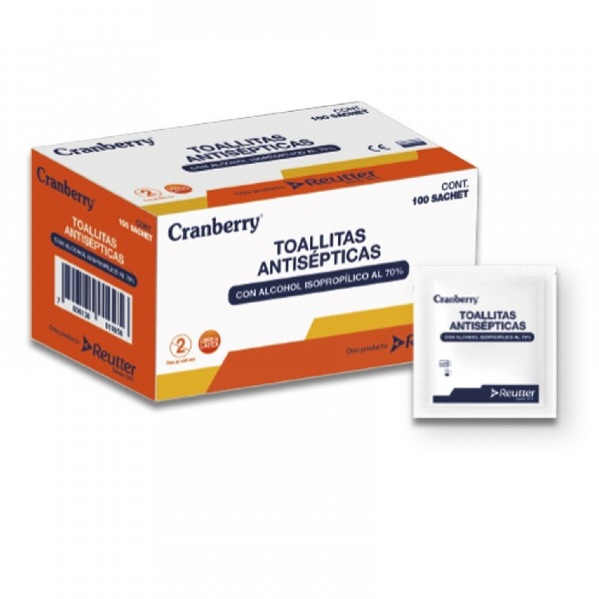 TOALLITAS DESINFECTANTES CRANBERRY CON ALCOHOL ISOPROPÍLICO 70% 100 UN - 1