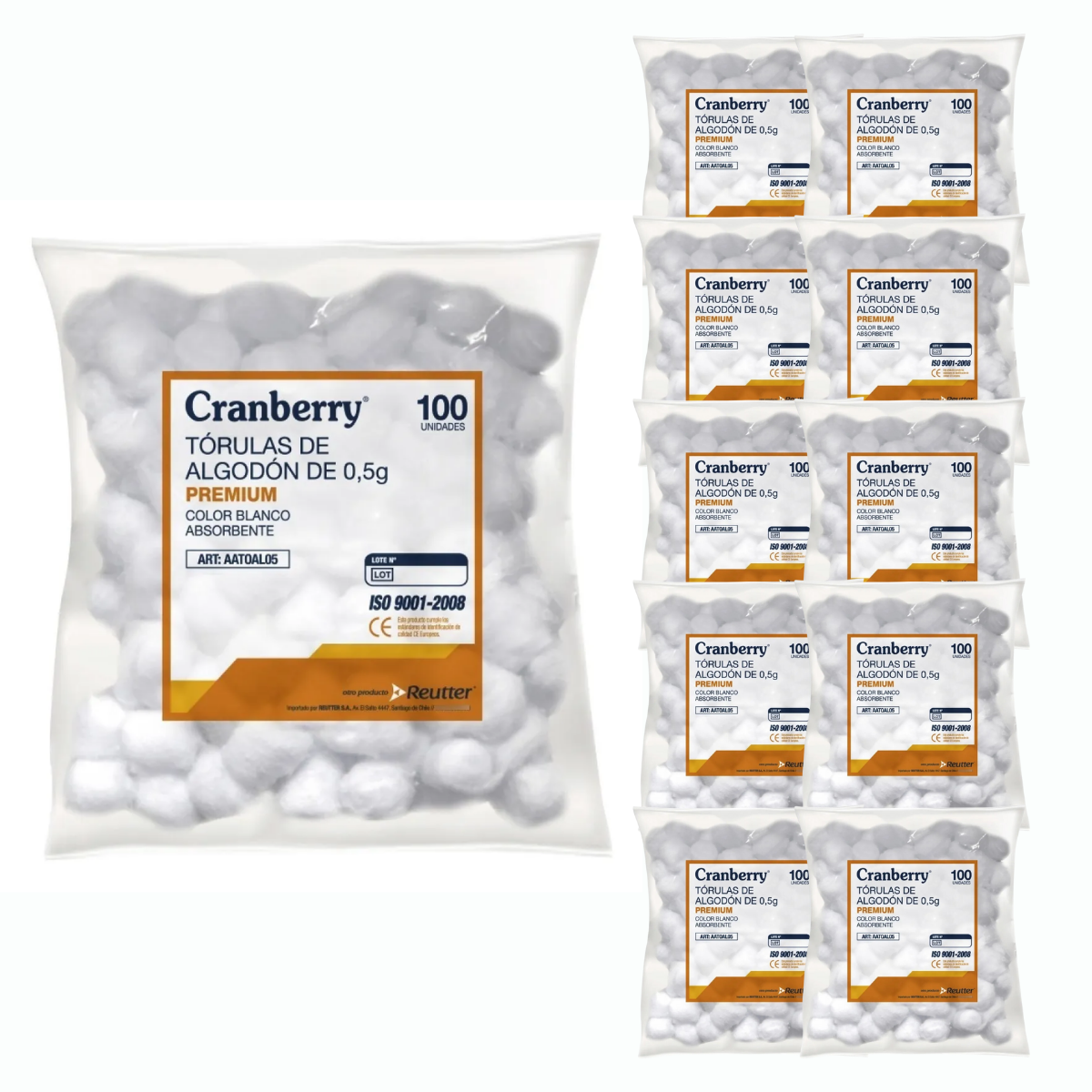 PACK 1000 TÓRULAS DE ALGODÓN CRANBERRY 0.5 G - 1