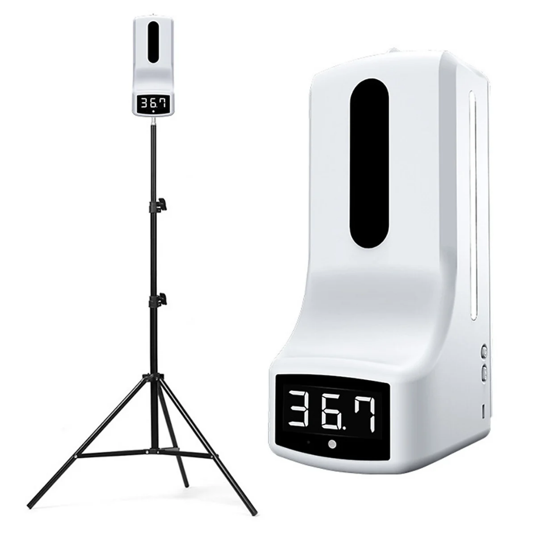 TERMÓMETRO DIGITAL K9 INFRARROJO CON DISPENSADOR ALCOHOL GEL - 1