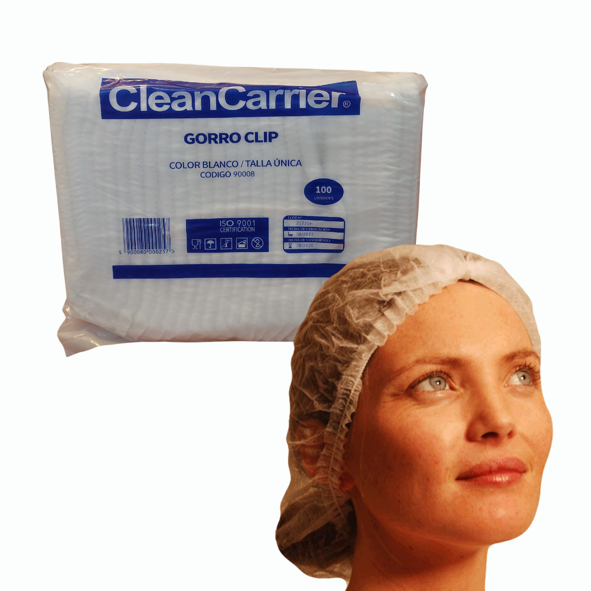COFIA DESECHABLE GORRO CLIP BLANCAS 100 UN CLEANCARRIER - 1