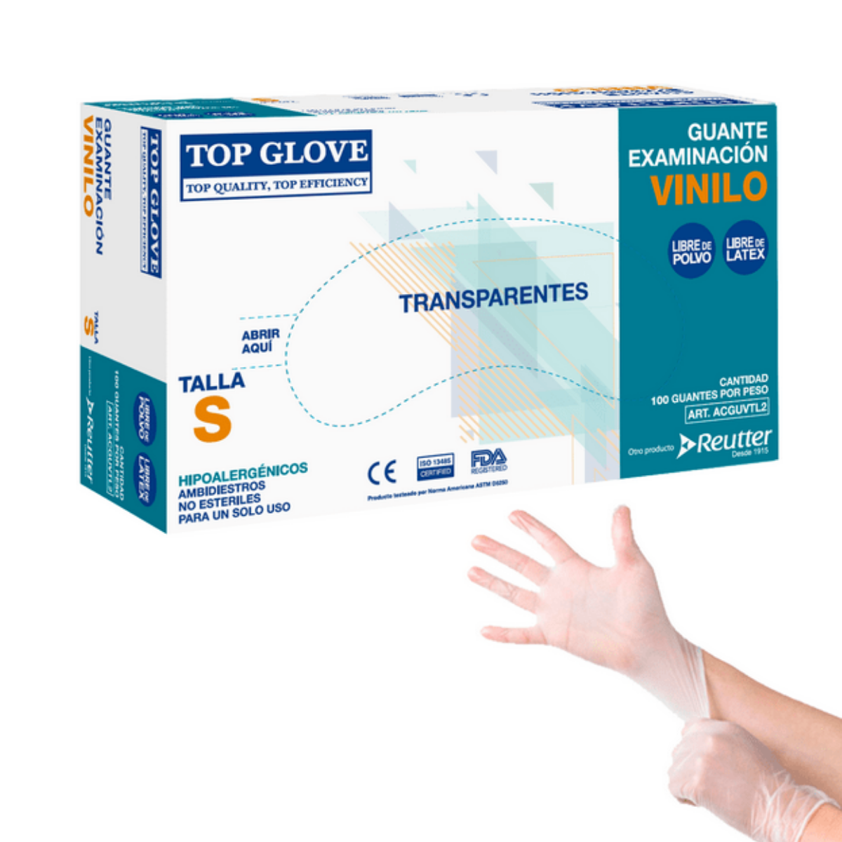 GUANTES DE VINILO SIN POLVO TALLA S TOP GLOVE - 1