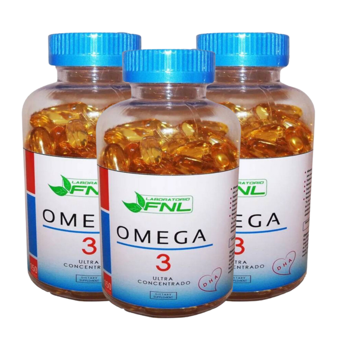 SUPLEMENTO ALIMENTICIO LABORATORIO FNL OMEGA 3 - 450 CÁPSULAS FNL, 3 FRASCOS X 150CAPS - 1