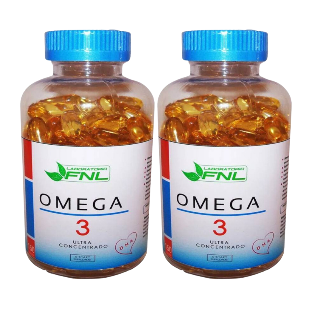 SUPLEMENTO ALIMENTICIO LABORATORIO FNL OMEGA 3 - 300 CÁPSULAS FNL, 2 FRASCOS X 150CAPS - 1