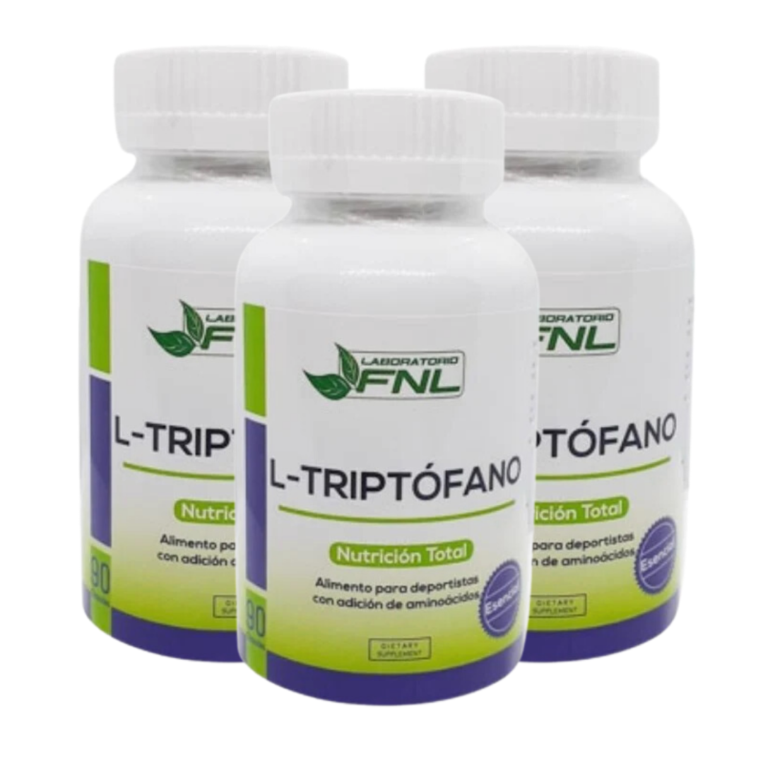 L - TRIPTOFANO 500MG 270 CÁPSULAS FNL, 3 FRASCOS X 90CAPS - 1
