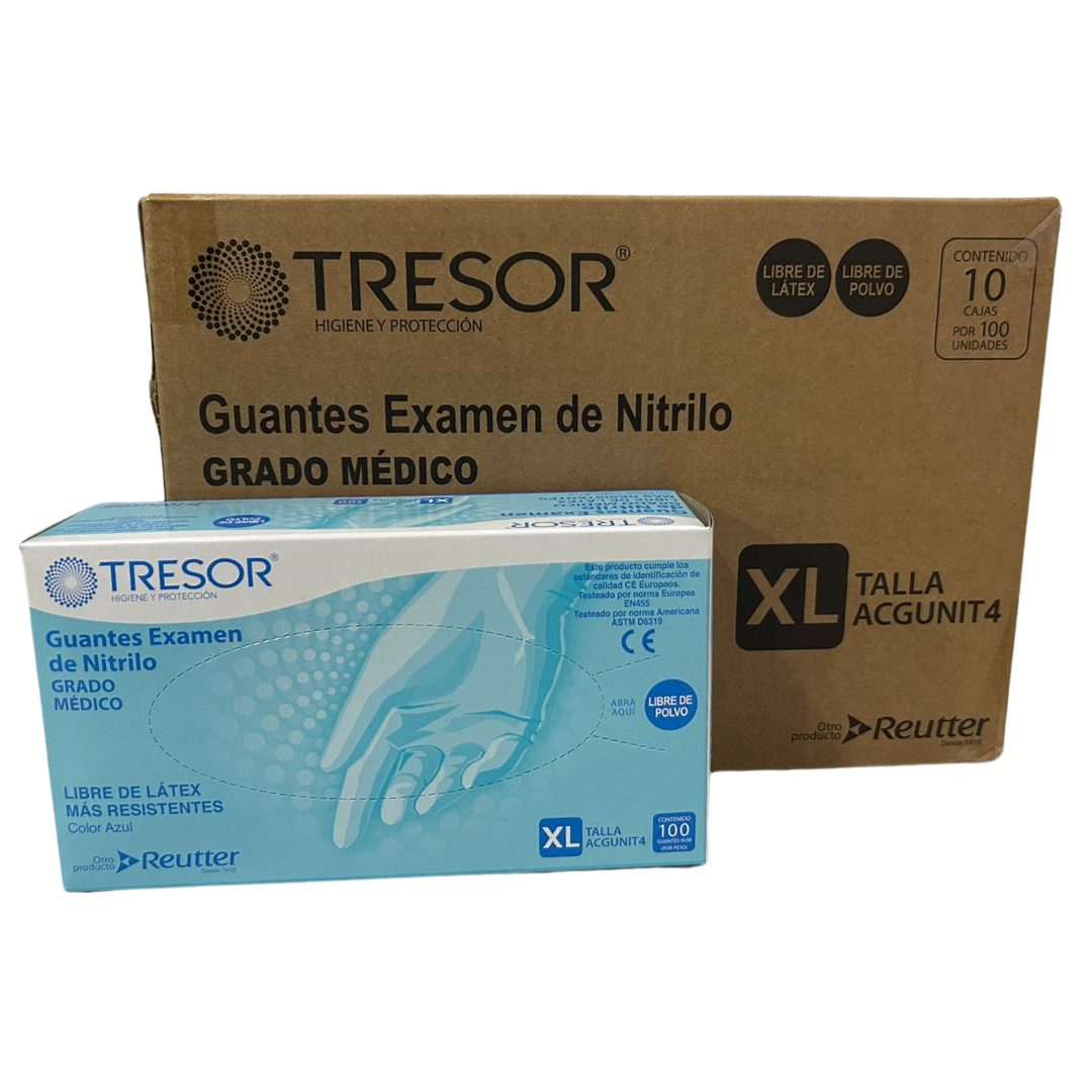 PACK 10 CAJAS GUANTES NITRILO CELESTE TRESOR ELIGE TALLA CRANBERRY - 1